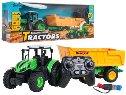Traktor z Otwieraną Żółtą Naczepą R/C 1:24