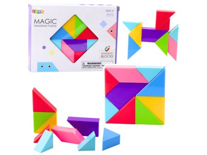 Magnetická barevná stavebnice Tangram 9 dílků