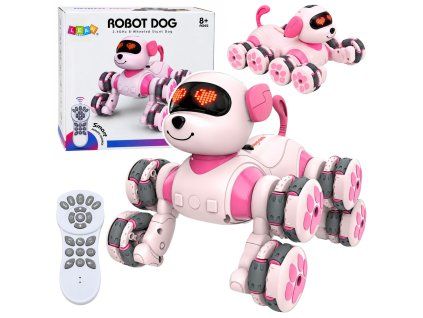 Robotický pes dálkově ovládaný 8 kol akrobacie 360° růžový