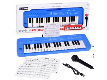 Dětský elektronický keyboard 37 kláves s mikrofonem modrý