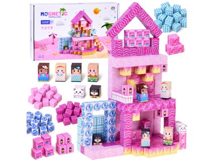 Magnetická stavebnice Domeček stavební kostky a pixely 261 dílků