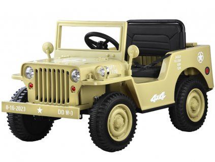 Dětský elektrický vojenský jeep willys SMALL 4x4 béžový