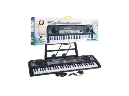 Dětský keyboard s mikrofonem černý
