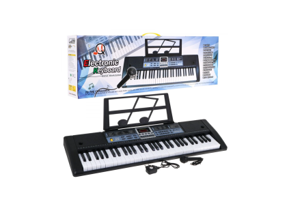 Dětský keyboard s mikrofonem a stojanem na noty černý