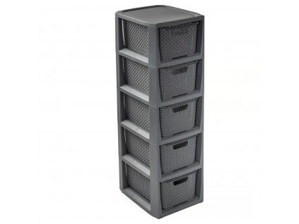 Regál s 5 šuplíky Rattan Antracit BRANQ