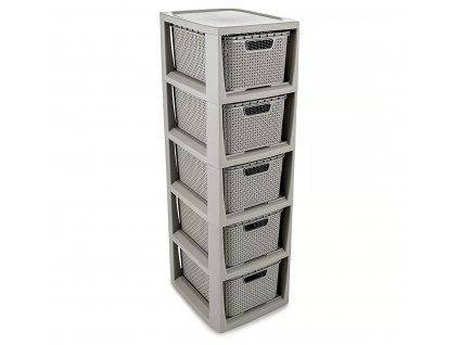 Šedý regál s 5 šuplíky Rattan BRANQ