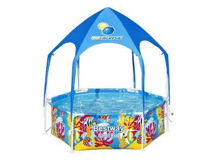 Nadzemní bazén s rámem Steel Pro se stříškou a sprchou 183 x 51 cm, 930 l BESTWAY