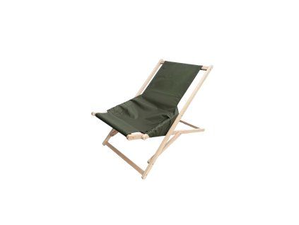 Dřevěné khaki zahradní polohovací lehátko Komfort PATIO