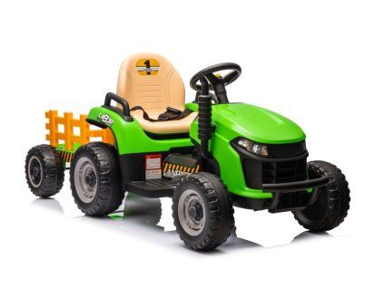 Dětský elektrický traktor BBH-030 s přívěsem zelený