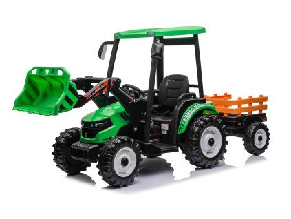Elektrický traktor Mega D68 s přívěsem zelený
