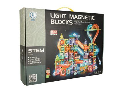 Magnetická kuličková dráha svítící 202 ks