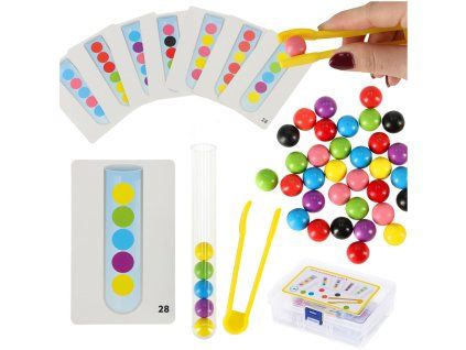 Vzdělávací puzzle barevné montessori kuličky