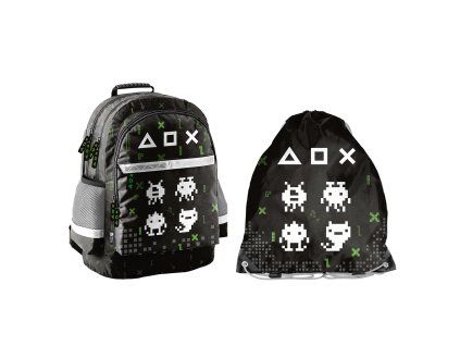 Paso Školní set tříkomorový batoh + vak na záda Game