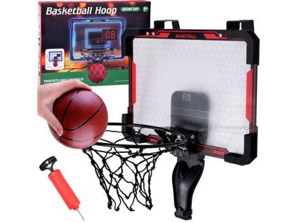 Basketbalový set deska s košem počítadlo bodů + míč