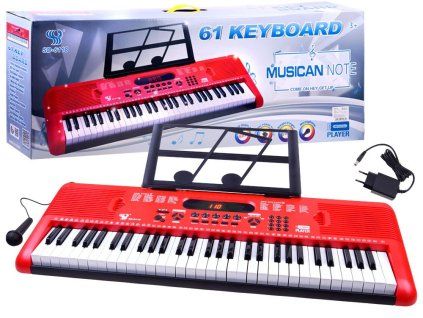 Klávesy Keyboard s mikrofonem 61 kláves červené