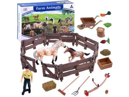 Figurky Zvířata Farma KONĚ Velká sada OHRADA