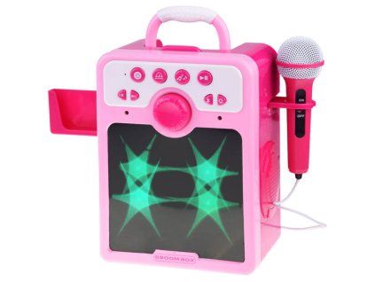 Hudební růžový reproduktor Boombox pro děti s mikrofonem