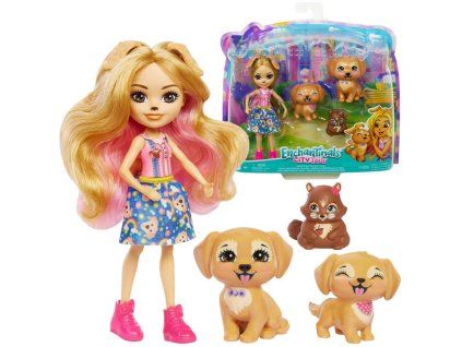 Panenka Enchantimals Golden Retriever figurky štěňátek veverka