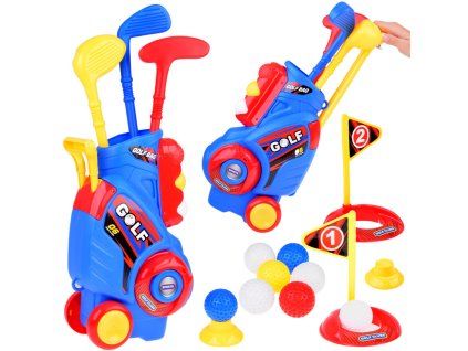Sportovní sada Mini Golf hole + míčky + stojan na kolečkách pro děti