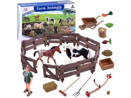 Figurky SÉRIE ZVÍŘATA FARMA OHRADA KONĚ