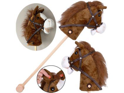 Plyšový koník Hobby Horse se zvuky cvalu a řehtání + pohyblivá tlama tmavě hnědý