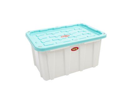 Doloni Úložný box s víkem 75x51x37 Bílý/Tyrkysový