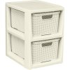 Regál se 2 šuplíky Rattan Antic White BRANQ ( neaktuální foto, regál je krémový)