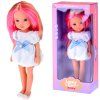 Panenka Lovely Girl 33 cm s růžovým pramínkem v bílých šatech