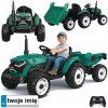 Elektrický traktor s přívěsem zelený