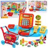 Interaktivní supermarket pokladna s vozíkem červeno-modrý
