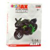 Motocykl k sestavení a šroubování kovový 1:14 zeleno-červený 4