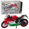 Motocykl Sportovní 1:12 Světla Zvuky Červeno Zelený Kovový
