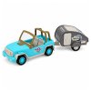 Turistický set Modré terénní auto se zvuky + Karavan