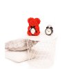 Medvídek z růží Rose Bear červený se srdcem 25 cm červeno-bílý