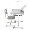 Dětský psací stůl školní nastavitelný + židle + LED USB lampička šedý 4