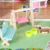 Domek dla lalek drewniany Lulilo Gardeno z ogrodkiem mebelki 70cm rozowy LED 176193