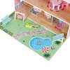 Domek dla lalek drewniany Lulilo Gardeno z ogrodkiem mebelki 70cm rozowy LED 176190