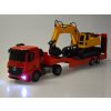 RC souprava Mercedes Nákladní auto + Návěs Bagr v měřítku 1:26 12