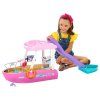 Motorový člun pro panenky Mattel Barbie s transformací interiéru + příslušenství