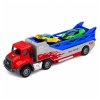 Nákladní auto Transporter s nájezdem vystřelovač autíček měřítko 1:55