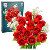 Stavební kostky Kytice květin Červené růže Gypsophila 952 dílků