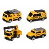 Nákladní auto s jeřábem a transportérem vozidel žluté 5