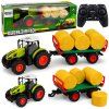 RC Traktor s přívěsem a balíkem sena světla 1:24