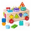 Dřevěný sorter Montessori na kolečkách tvary čísla 4