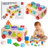 Dřevěný sorter Montessori na kolečkách tvary čísla