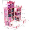Domek dla lalek willa rozowa DIY 4 poziomy mebelki 106926%282%29