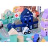 Pastelová dřevěná stavebnice Městečko + Puzzle podložka 115 dílků 6