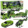 Vojenská sada Nákladní auto + Přepravník + Auto + Vrtulník Světla Zvuk
