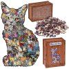 Dřevěné puzzle Kočka 2v1 pokladnička s odškrtáváním 195 dílků