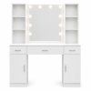 Velký kosmetický stolek s LED zrcadlem se skříňkami a zásuvkami 141x114x39 cm Bílý 2
